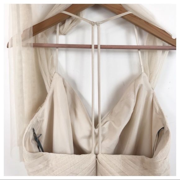 NWT White Vera Wang Pleated Bobbin Net Bridesmaid Dress in Champagne Size 16 - Picture 10 of 15
